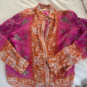 Anthropologie Maeve Orange and White Floral Blouse